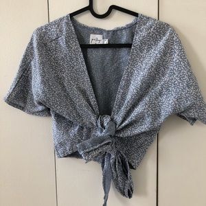 Princess Polly Blue Tie Front Top